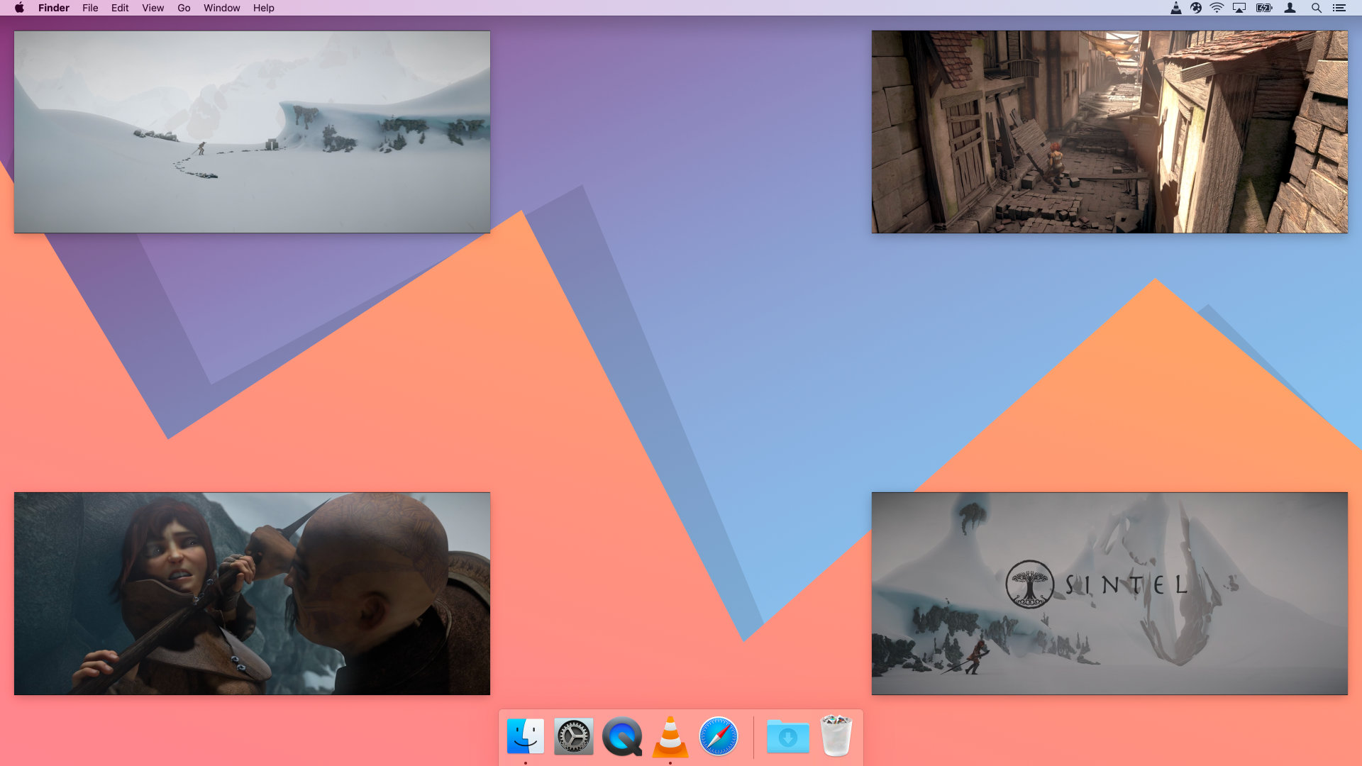 Shows a video running in every corner of the screen