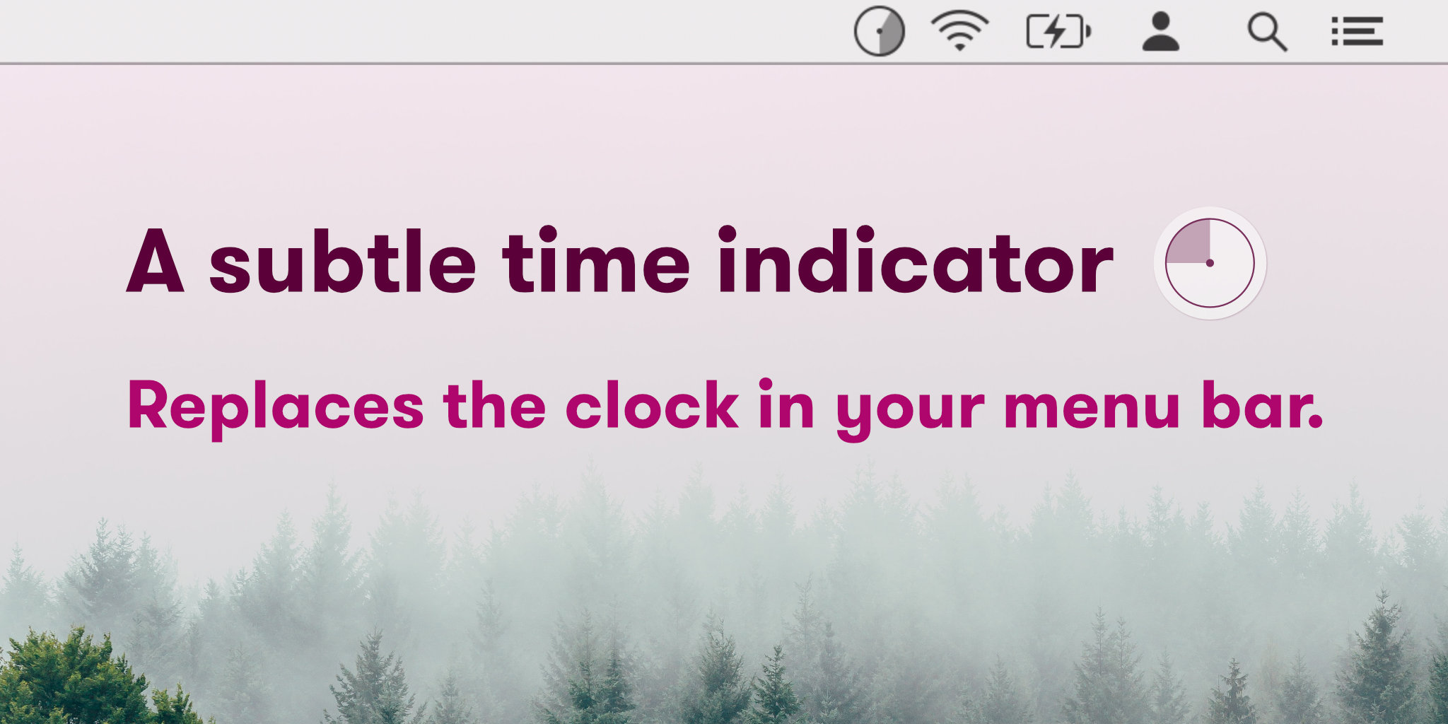 A screenshot of Timeless' menu bar icon