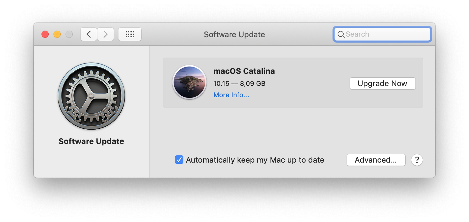 A screenshot of the Catalina upgrade dialog