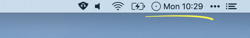 A screenshot of Timeless' clock in the menu bar