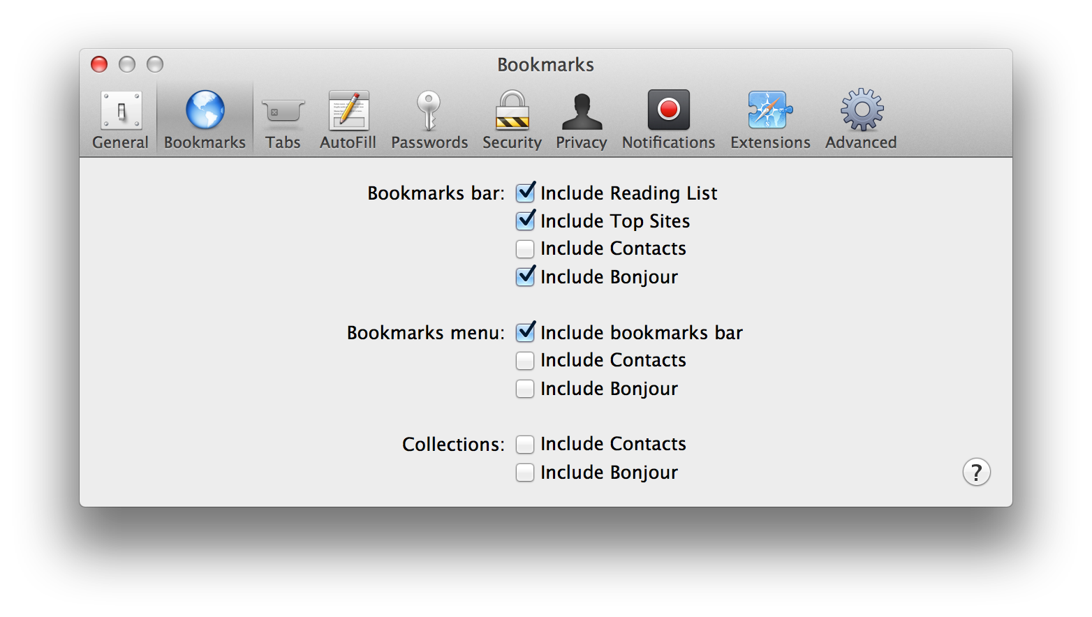 Enable Bonjour bookmarks