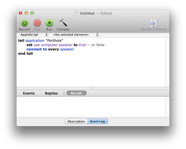 Script Porthole using AppleScript